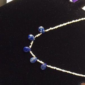 Japanese Keshi pearls and lapis necklace SS